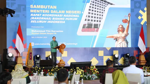 Hadir di Rakornas Bidang Hukum, Mendagri Soroti Pentingnya Biro Hukum dalam Penyusunan Kebijakan