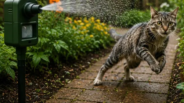 Penyemprot Air Otomatis untuk Mengir Kucing