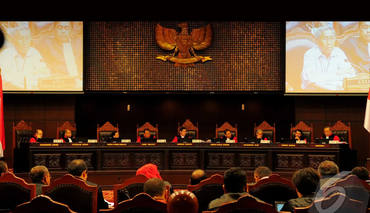 Mahkamah Konstitusi kembali menggelar sidang sengketa pilpres yang keenam (Liputan6.com/Andrian M Tunay)