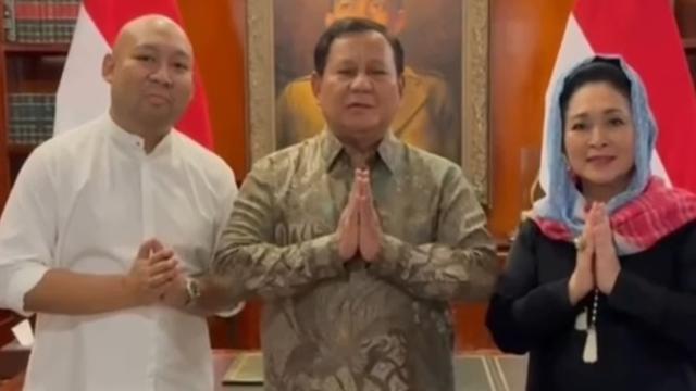 Presiden Prabowo Subianto bersama Siti Hediati Hariyadi atau Titiek Soeharto dan putranya, yakni Ragowo Hediprasetyo Djojohadikusumo atau Didit Hediprasetyo alias Didit Prabowo.