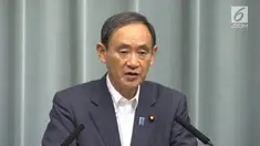Pejabat Kabinet Jepang pada hari Selasa (29/8/2017) mengadakan konfrensi pers terkait peluncuran rudal terbaru Korea Utara.