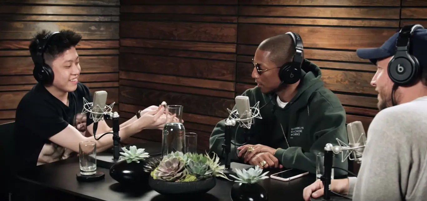 Rich Chigga dan Pharrell Williams saat siaran di radio Beats 1 milik Apple Music. (iamOTHER)