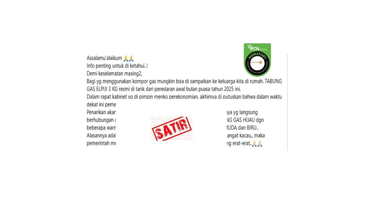 Cek Fakta Tabung Elpiji 3 kg berwarna hijau ditarik
