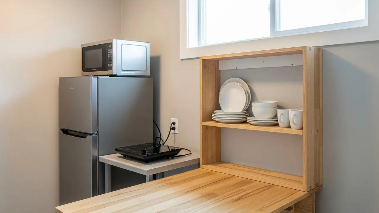 Dapur Tanpa Kitchen Set dengan Meja Lipat