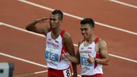 Iswandi dan Yaspi Boby, sprinter Indonesia di SEA Games 2015 (Bola.com/Arief Bagus)