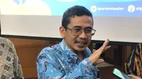 a Direktur Lalu Lintas dan Angkutan Kereta Api Direktorat Jenderal Perkeretaapian Kementerian Perhubungan Djarot Tri Wardhono dalam konferensi pers Update Program Mudik Gratis Kemenhub 2023, Jumat (24/3/2023). (Tira/Liputan6.com)