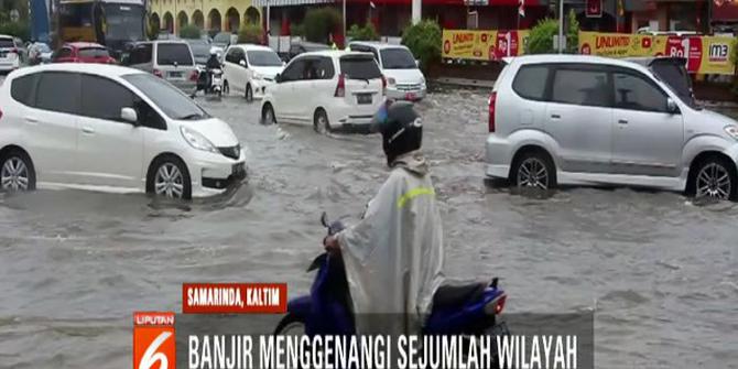 Banjir Rendam Jalanan di Pusat Kota Samarinda