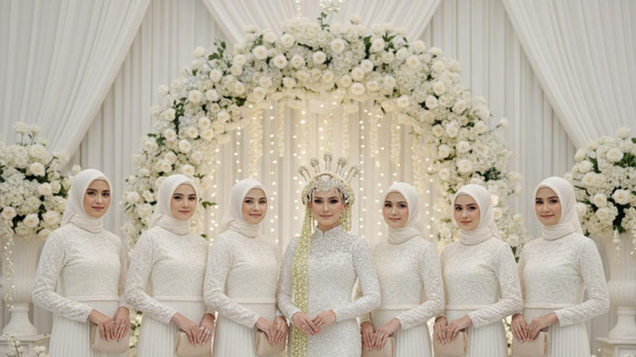 7 Model Gamis Brokat Soft Color Tapi Tetap Tampil Stand Out untuk Bridesmaid Berhijab 2025