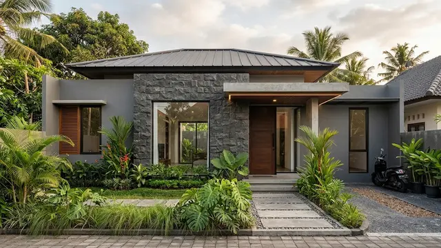Kombinasi Warna untuk Fasad Rumah yang Menggunakan Batu Alam/AI Generated