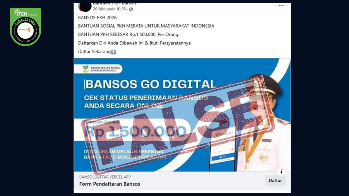 Cek Fakta: Tidak Benar Ini Link Pendaftaran dan Cek Bansos PKH Online 2026