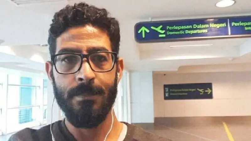 Hassan al-Kontar, warga Suriah yang terlunta-lunta di Bandara Internasional Kuala Lumpur, Malaysia.