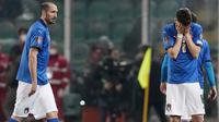 Hasil ini mengantar Makedonia Utara melaju ke babak final jalur C dan akan bertemu Portugal. Sementara Italia kembali merasakan pilu yang sama seperti di tahun 2018 lalu. (AP/Antonio Calanni)