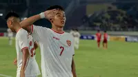 Winger andalan Timnas Indonesia U-16, Muhammad Zahaby Gholy, memiliki ambisi yang besar untuk membawa timnya meraih gelar juara Piala AFF U-16 2024. (Bola.com/Radifa Arsa)
