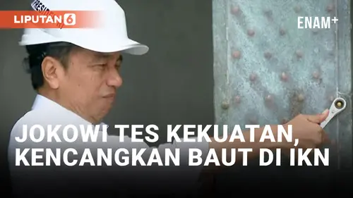 VIDEO: Pantau Kantor Presiden, Jokowi Coba Kencangkan Baut Bangunan