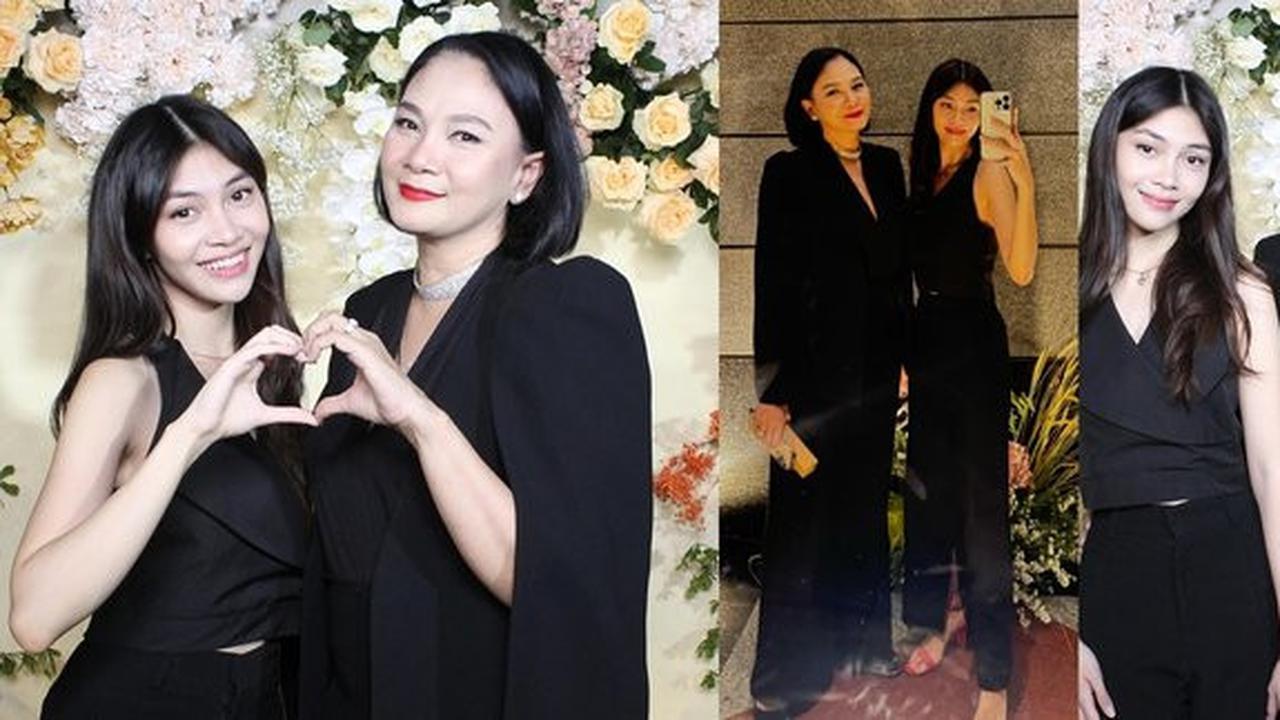 Foto Sasi Kirana, calon dokter, menemani Dian Nitami ke acara pernikahan bersama, tampak anggun seperti ibunya