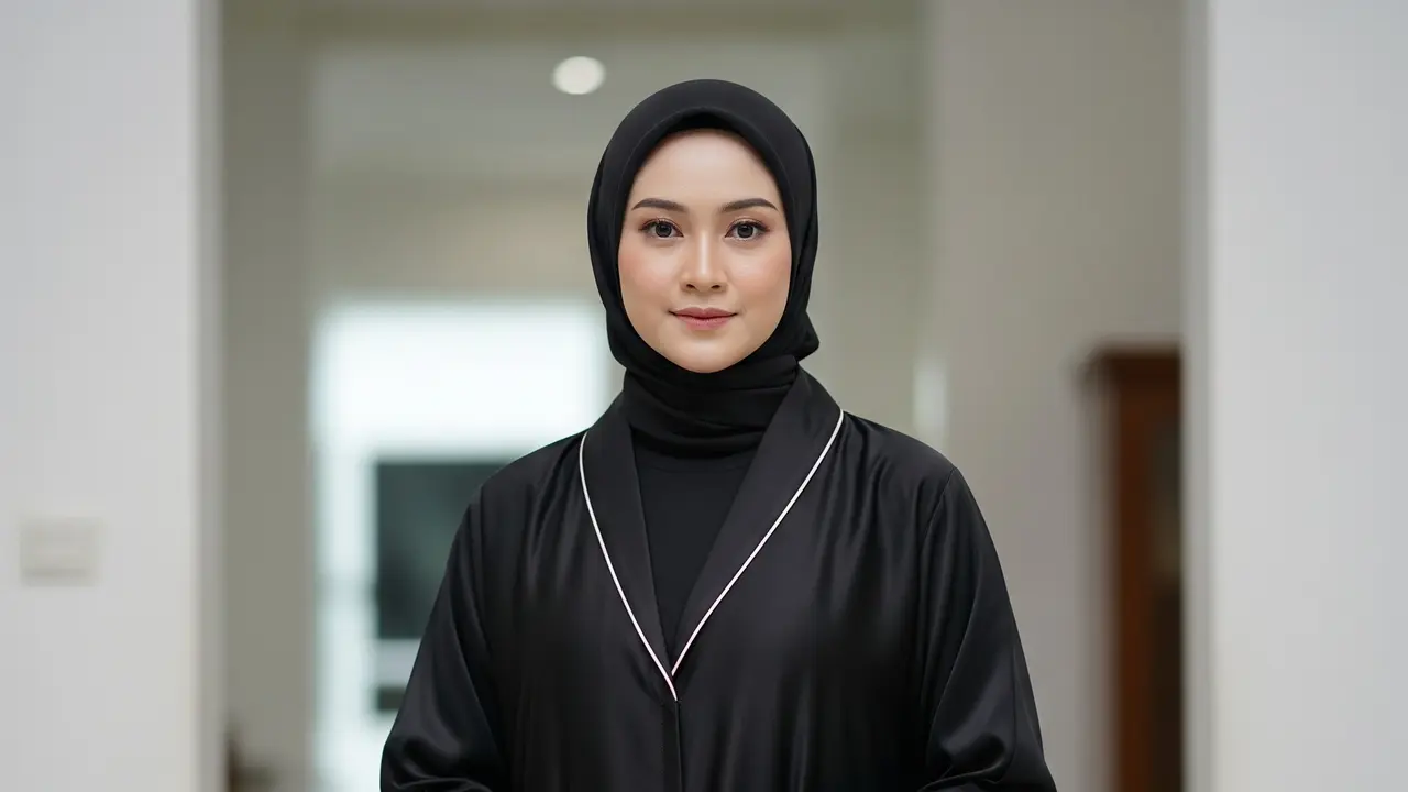 Model Gamis Hitam Kombinasi Pastel (Image by Gemini AI)