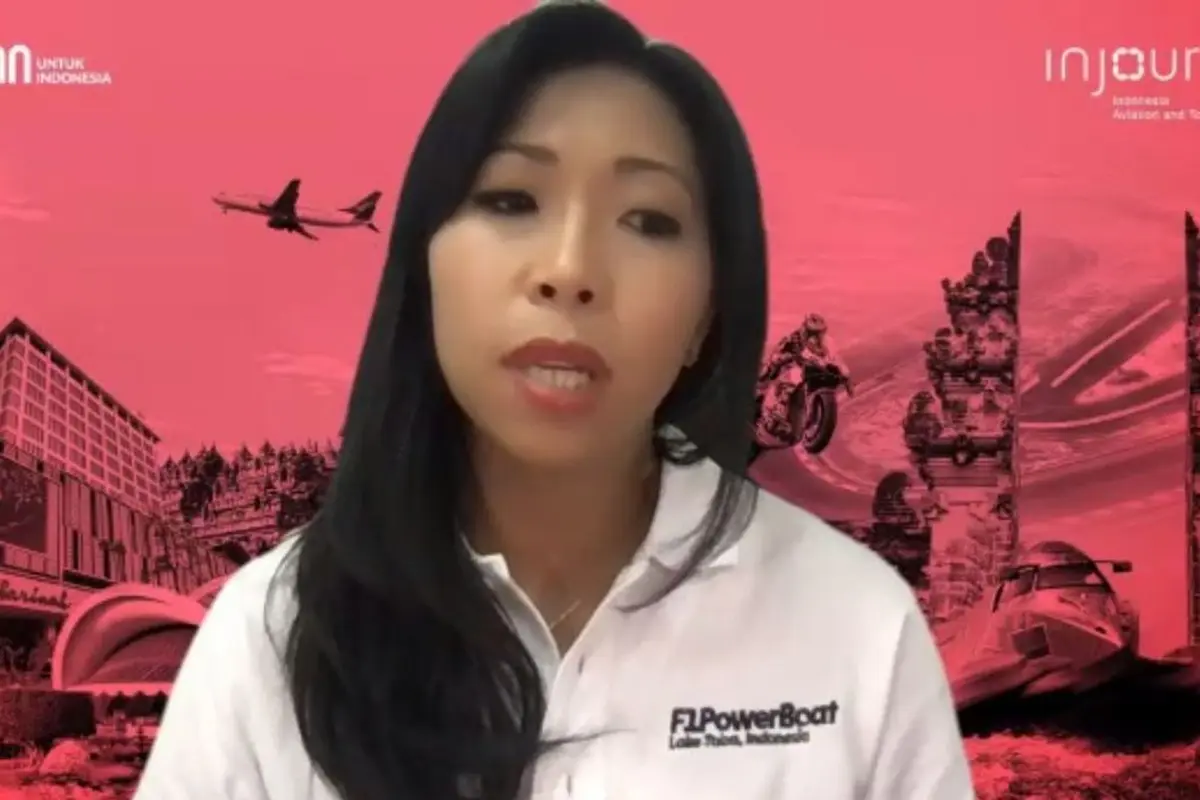 Direktur Marketing and Consumer Experience InJourney Maya Watono  dalam update penyelenggaraan ajang internasional F1 Powerboat Lake Toba, Jumat (3/2/2023).