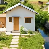 Ilustrasi Rumah Sederhana dengan Anggaran Terbatas di Desa (sumber: Meta AI)