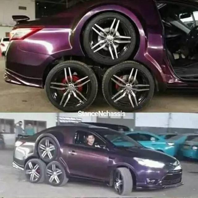 8 Potret Nyeleneh Modifikasi Roda Mobil, Ada yang Pakai Wajan