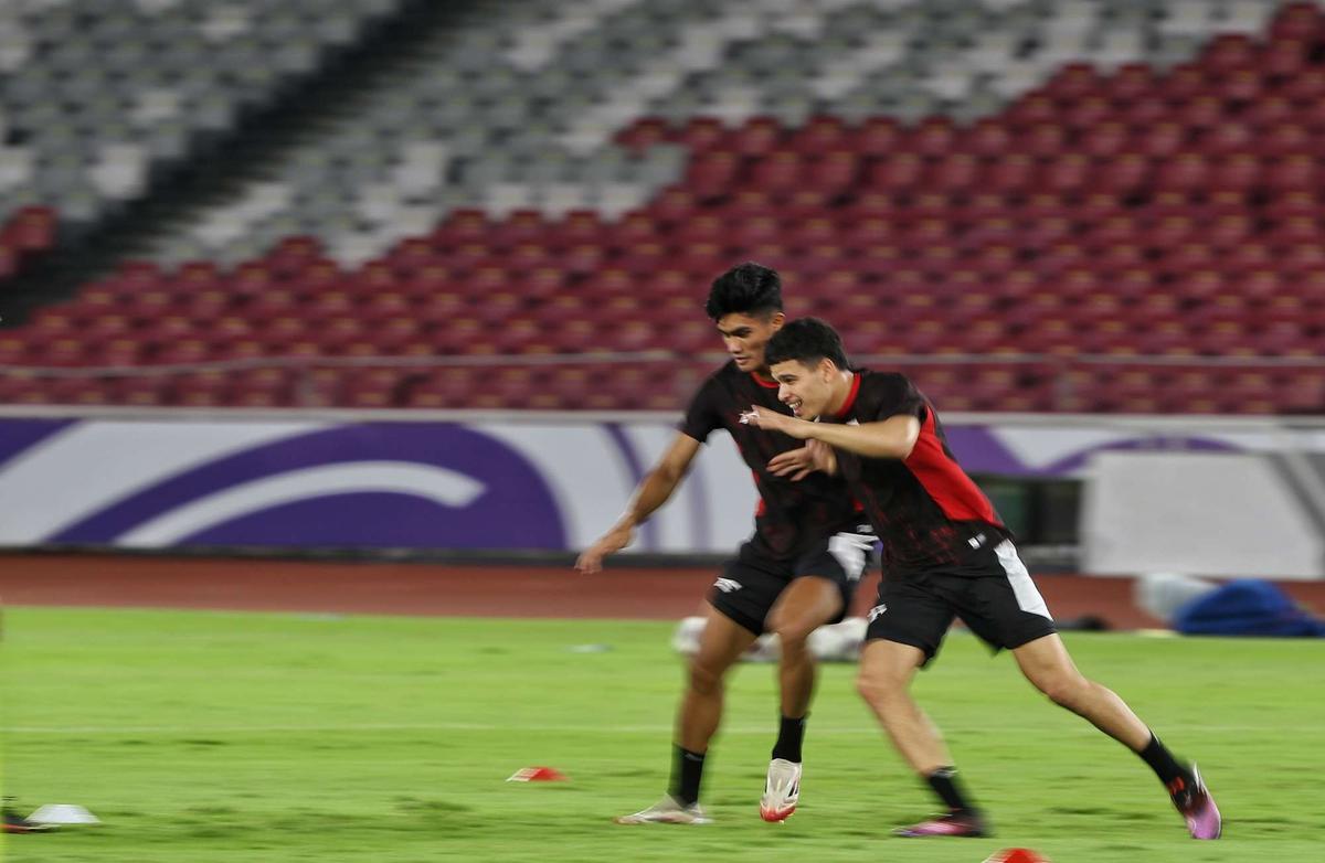 Latihan terakhir Timnas Indonesia sebelum lawan Bahrain