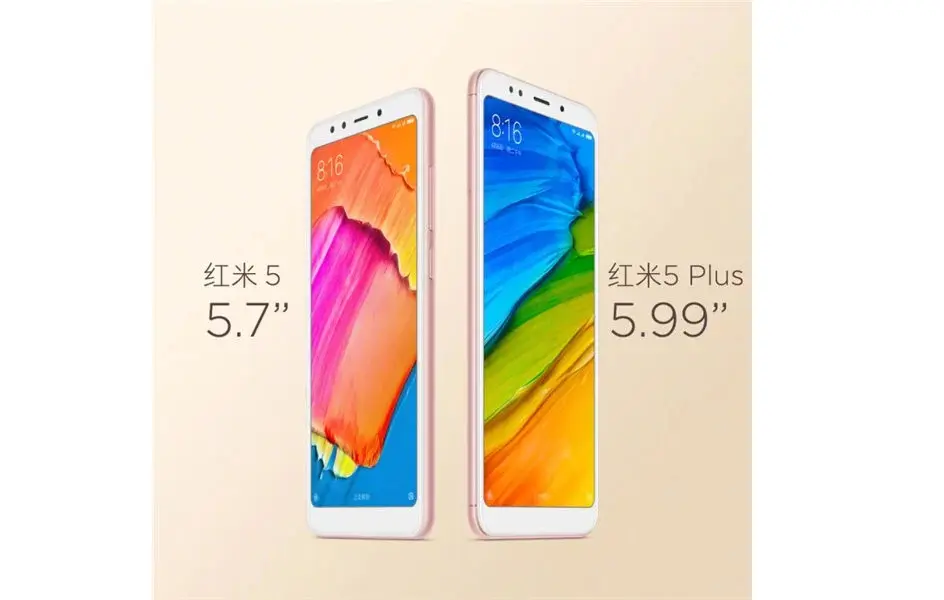 	Perbandingan ukuran Redmi 5 dan Redmi 5 Plus (Sumber: Gizmochina)