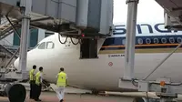 Pesawat Air Asia 'Terpeleset' di Bandara Changi Singapura (Channel News Asia)