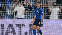 Striker Timnas Italia, Giacomo Raspadori, berhasil mencetak gol dalam laga debutnya bersama Gli Azzurri saat menang 5-0 atas Lithuania di Kualifikasi Piala Dunia 2022 zona Eropa, Kamis (9/9/2021) dini hari WIB. (Vincenzo PINTO / AFP)