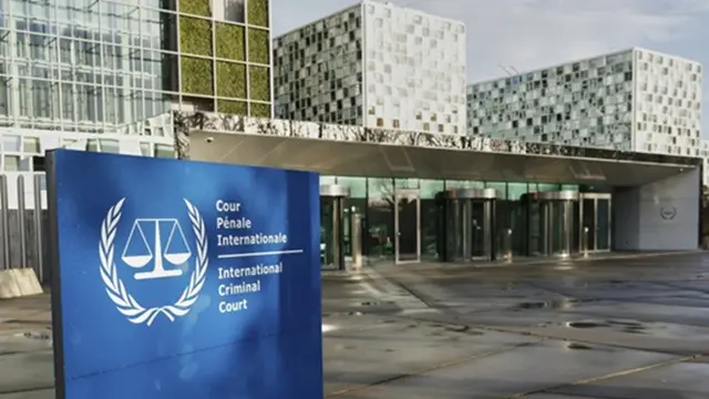 Tampak luar gedung Mahkamah Pidana Internasional (ICC) di Den Haag, Belanda, 12 Maret 2025.