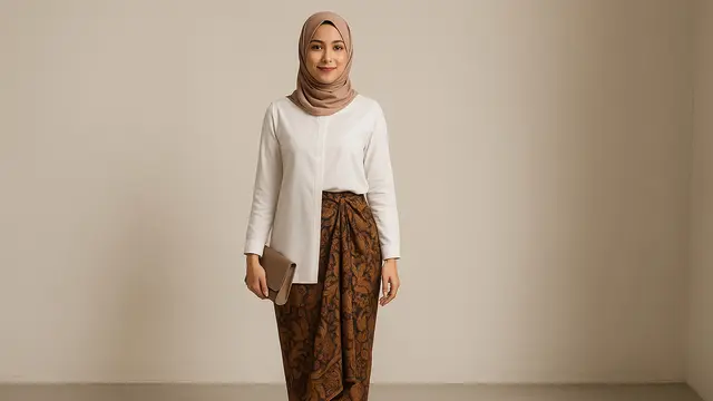 Model Baju Batik untuk Kerja Wanita Muslimah/Ilustrasi gambar oleh AI