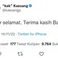 Postingan Kaesang Pangarep di Twitter