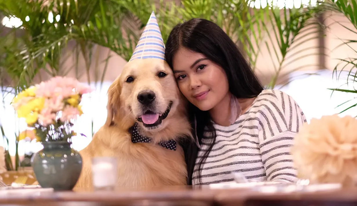 Kalau ini potret saat snowee, nama anjing peliharaannya tengah berulang tahun. Resyana Hikmayudi terlihat sangat begitu menyayanginya ya, sampai-sampai dirayakan ulang tahun snowee. (Liputan6.com/IG/@resyanahikmayudi)
