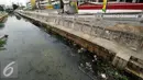 Kondisi aliran sungai yang melintasi kawasan Raden Saleh, Jakarta, Selasa (16/2/2016). Kondisi air terlihat kotor dan berbau serta terlihat banyak tumpukan sampah. (Liputan6.com/Helmi Fithriansyah)