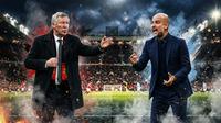 Ilustrasi Alex Ferguson dan Pep Guardiola. (Foto by Gemini AI)