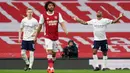 Gelandang Manchester City, Raheem Sterling selalu mencetak gol dalam 4 pertemuan terahir dengan Arsenal di Liga Inggris. (Foto: AFP/Pool/John Walton)
