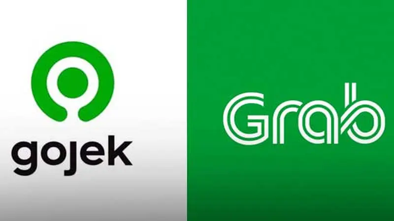 Logo Gojek dan Grab