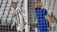 Cristiano Ronaldo berhasil menyumbangkan satu gol sekaligus membantu Juventus meraih kemenangan 3-0 atas Dynamo Kiev pada laga kelima Grup G Liga Champions di Allianz Stadium, Kamis (3/12/2020) dini hari WIB. (Marco Alpozzi/LaPresse via AP)
