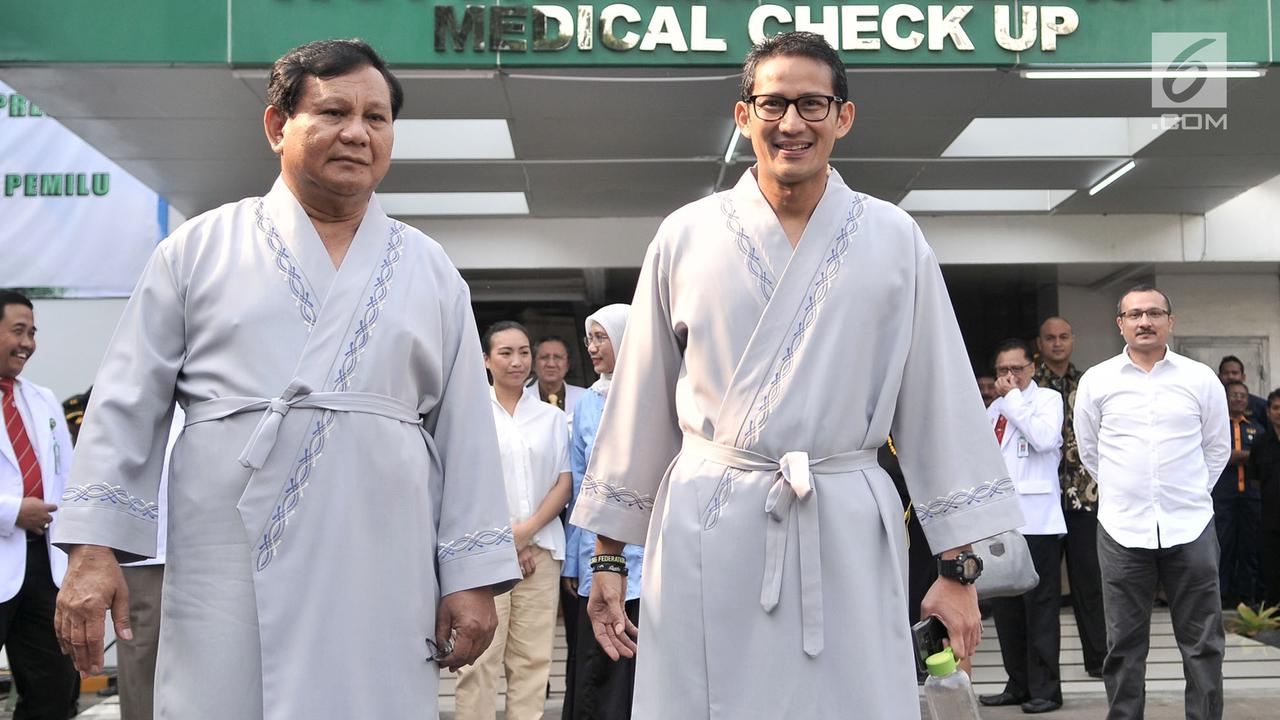 Prabowo Subianto dan Sandiaga Uno Tes Kesehatan