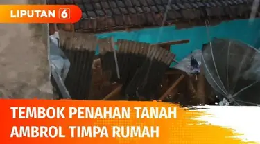 Intensitas hujan tinggi, sebuah tembok penahan tanah setinggi 4 meter dan panjang 10 meter ambrol hingga menimpa rumah. Seorang IRT salah satu penghuni rumah, tewas di lokasi kejadian.