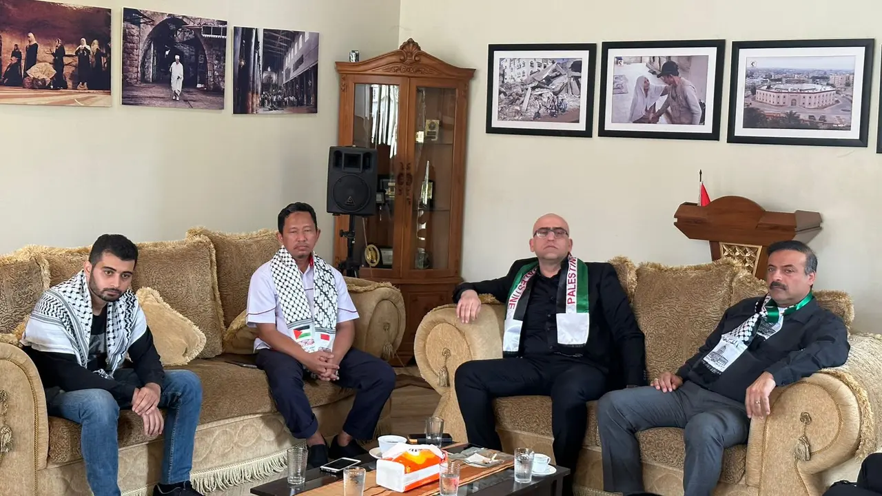 Pernyataan pers Kedutaan Palestina untuk Indonesia di Jakarta, Rabu (18/10/2023). (Liputan6/Benedikta Miranti)