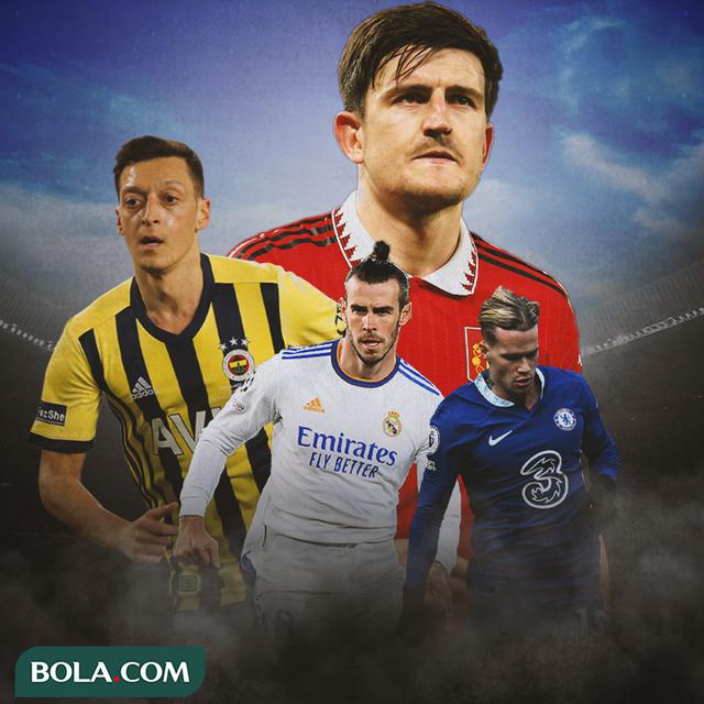 Ilustrasi - Harry Maguire, Mesut Ozil, Gareth Bale, Mykhailo Mudryk