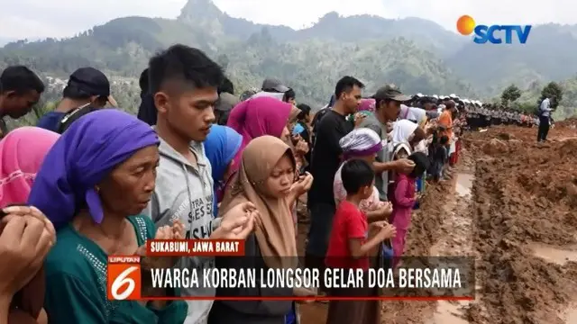 Keluarga korban selamat dan warga di sekitar lokasi bencana tanah longsor, gelar doa bersama untuk korban longsor Sukabumi.