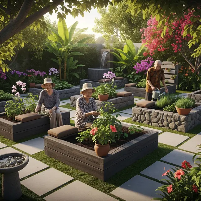 Area Berkebun yang Ramah Lansia (AI Generated)