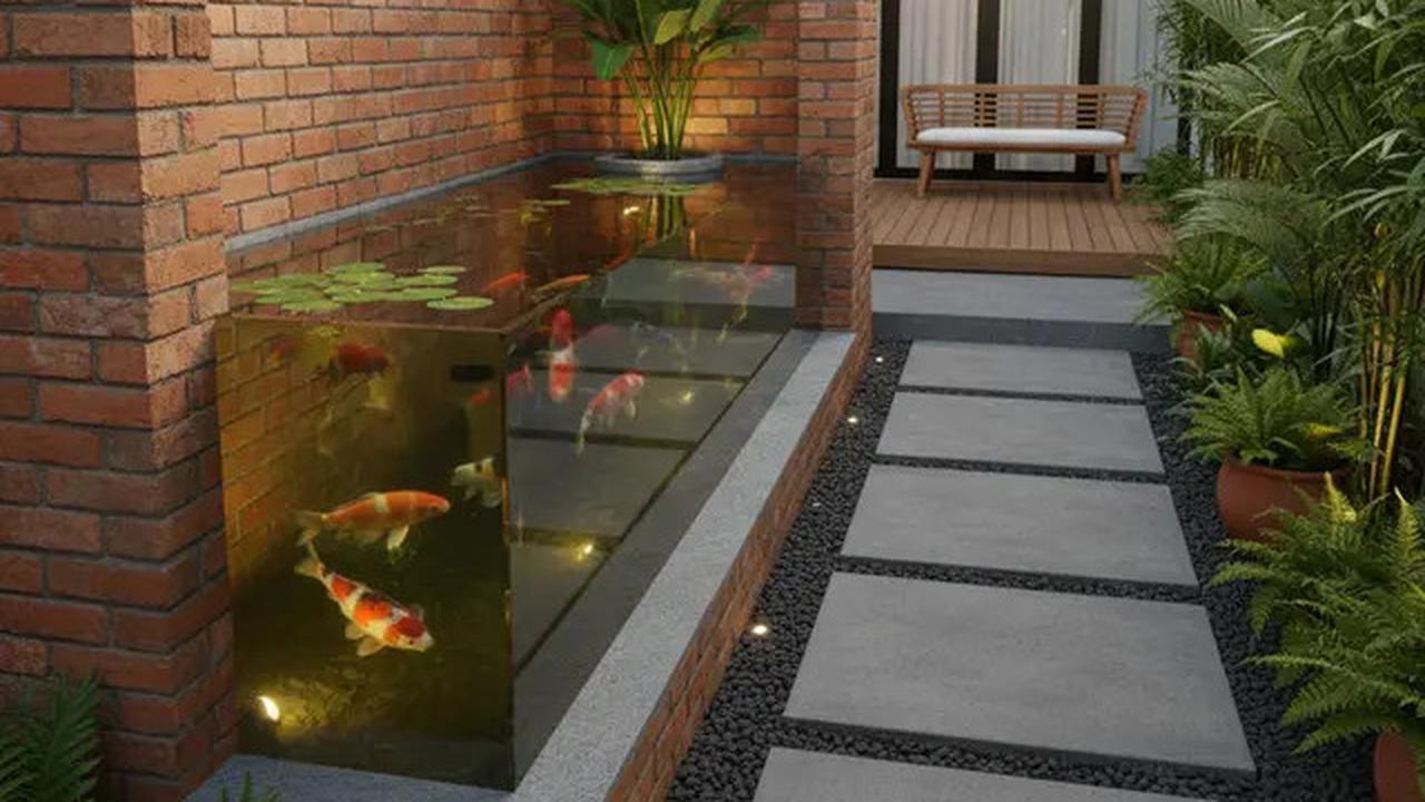 7 Desain Kolam Ikan Batu Bata Kecil yang Cocok untuk Halaman Sempit, Tetap Estetik dan Bikin Suasana Adem
