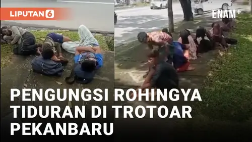 VIDEO: Pengungsi Rohingya yang Terlantar di Pekanbaru Tiduran di Jalur Pejalan Kaki