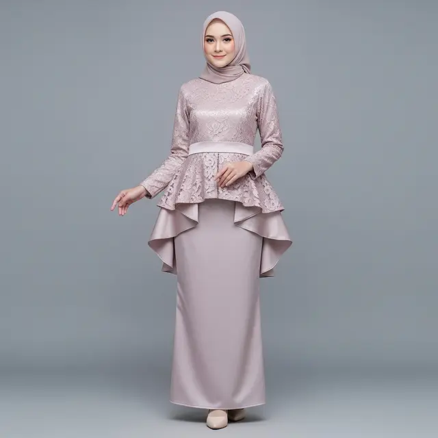 Model Gamis Terbaru Brokat Kombinasi Satin