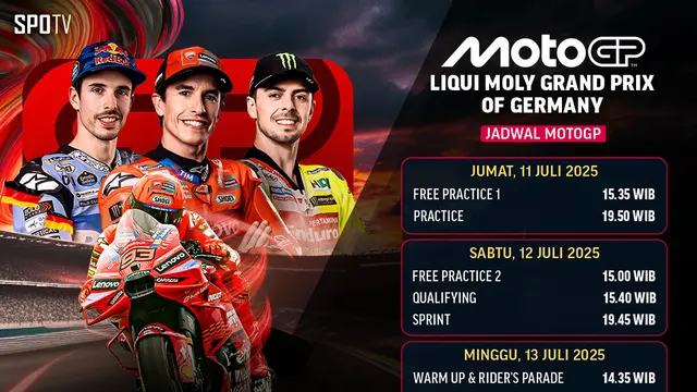 Jadwal MotoGP 2025 Liqui Moly Grand Prix of Germany Streaming di Vidio