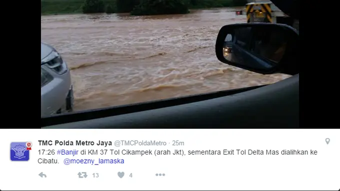 Hujan Deras di Hari Valentine Sebabkan Tol Banjir