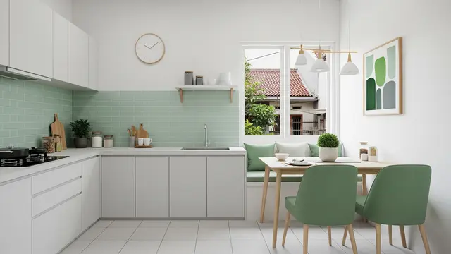 Desain Dapur dan Ruang Makan Menyatu di Rumah Tipe 45