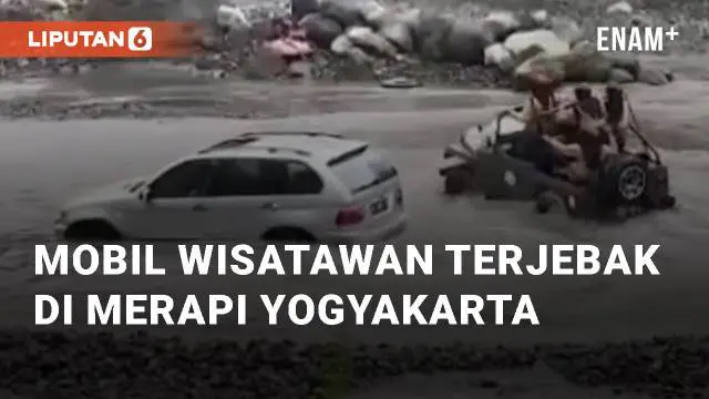 Beredar rekaman di sosial media soal terjebaknya mobil wisatawan di jalur jip. Kejadian ini berada di Kali Kuning, Sleman Yogyakarta