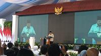 Presiden Prabowo saat acara gelaran akad massal 26.000 rumah subsidi di Cileungsi, Kabupaten Bogor, Senin (29/9/2025). (Foto: Liputan6.com/Maulandy R)